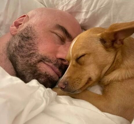 John Travolta with Dog Peanut